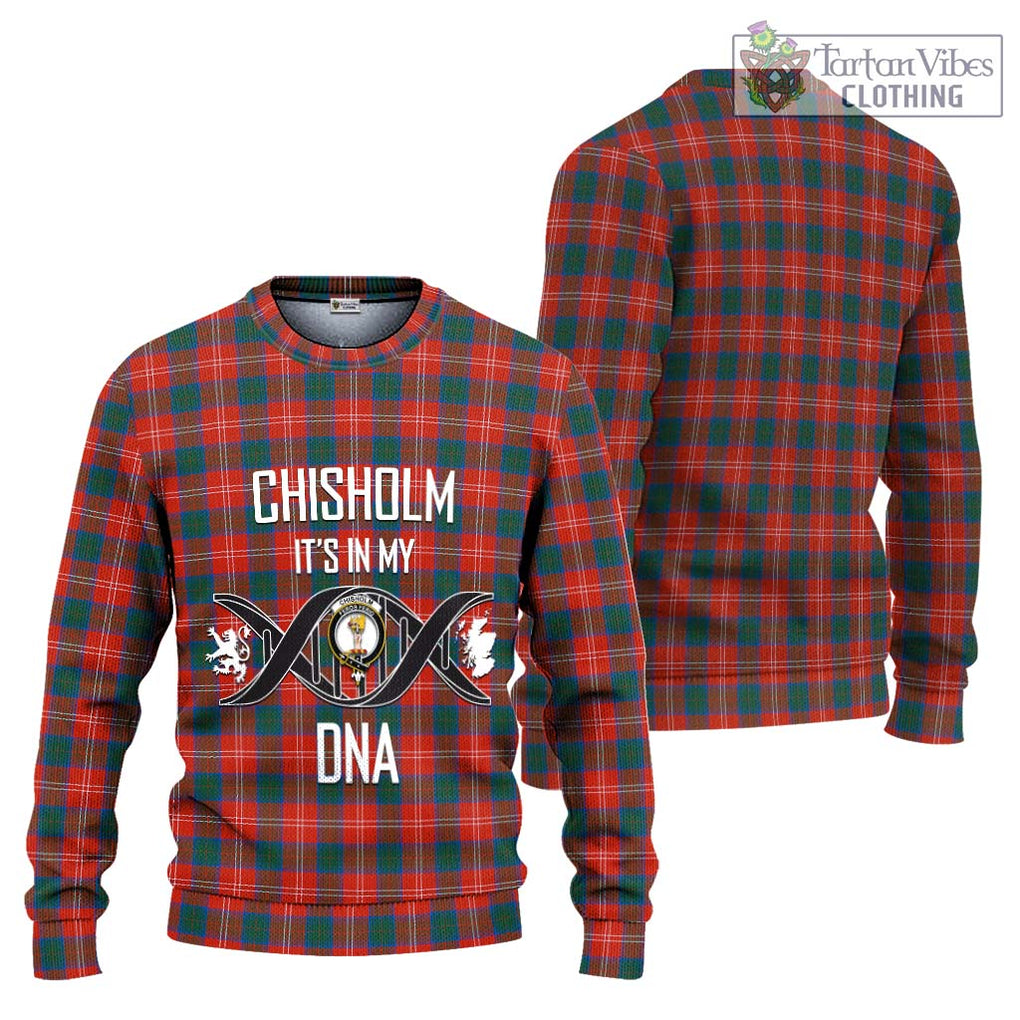 Chisholm Ancient Tartan Knitted Sweater with Family Crest DNA In Me Style Unisex - Tartanvibesclothing Shop