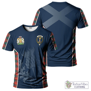 Chisholm Ancient Tartan T-Shirt with Family Crest and Scottish Thistle Vibes Sport Style