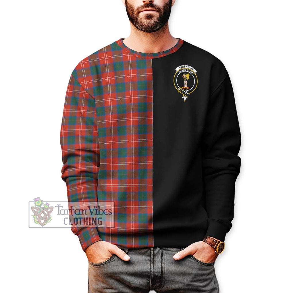 Chisholm Ancient Tartan Sweatshirt with Family Crest and Half Of Me Style Unisex - Tartanvibesclothing Shop