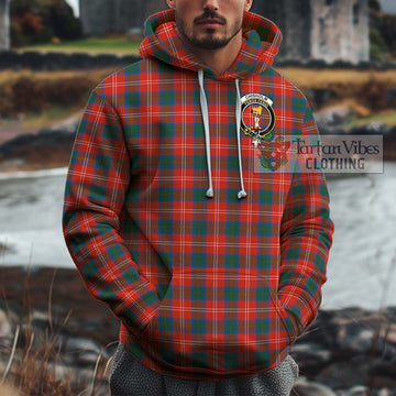 Chisholm Ancient Tartan Cotton Hoodie with Family Crest