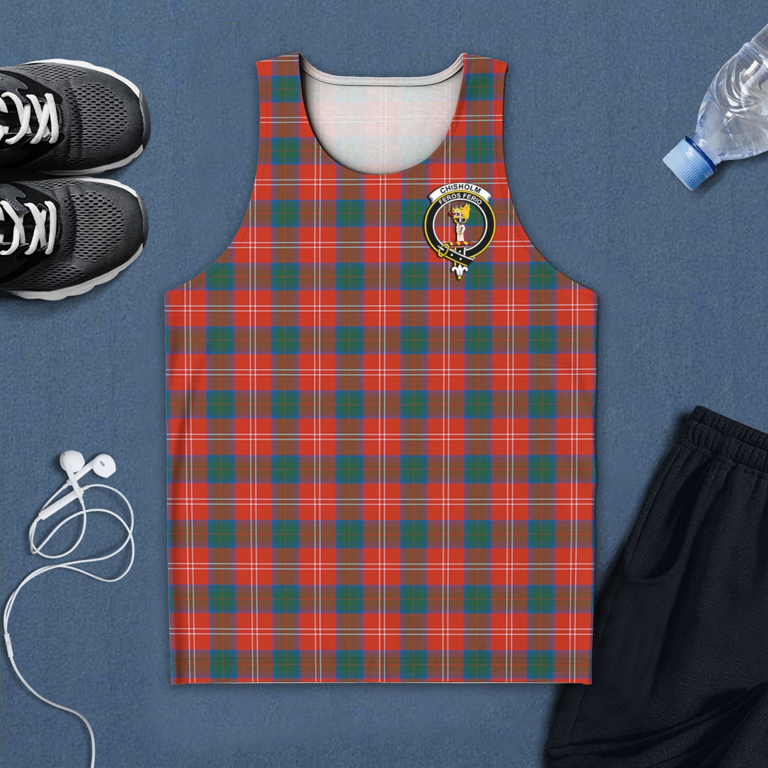 chisholm-ancient-tartan-mens-tank-top-with-family-crest