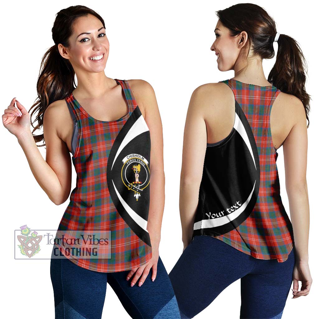 Chisholm Ancient Tartan Women's Racerback Tanks with Family Crest Circle Style 4XL - Tartan Vibes Clothing