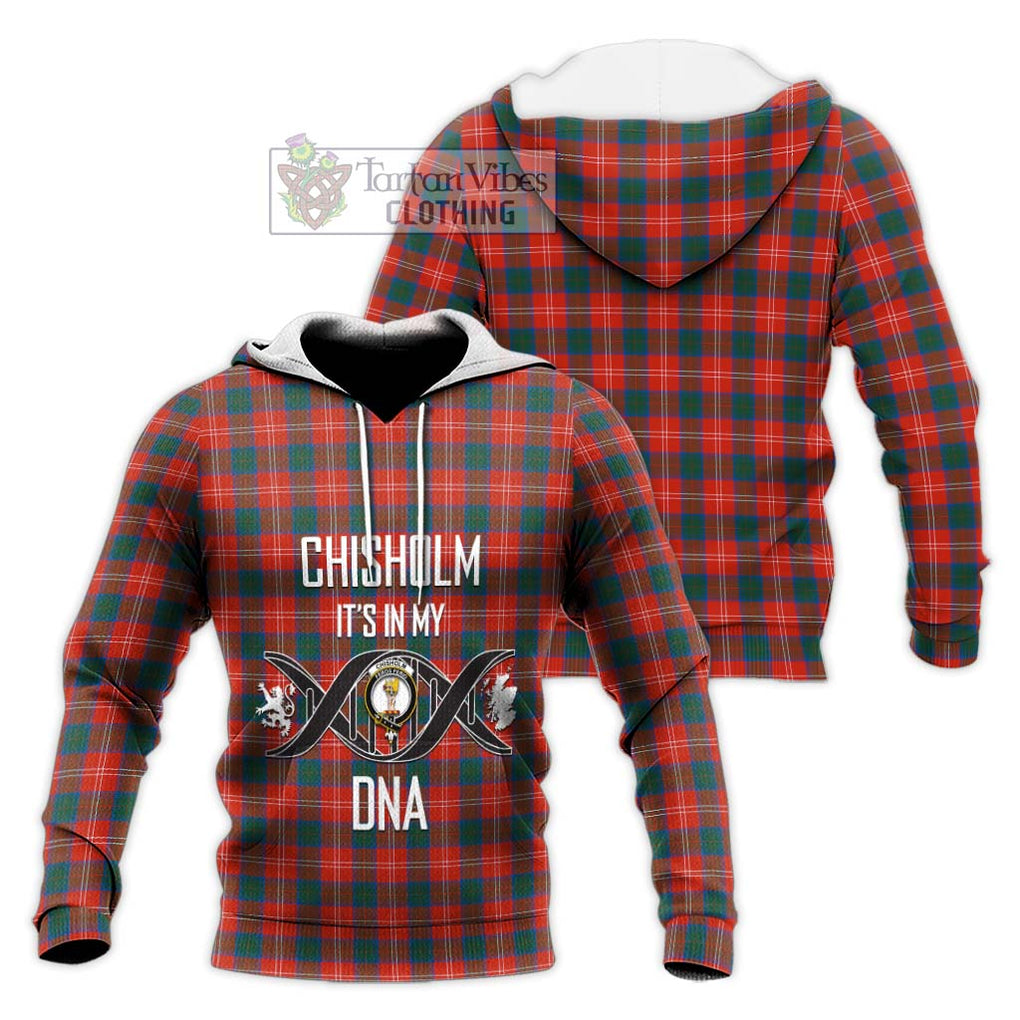 Chisholm Ancient Tartan Knitted Hoodie with Family Crest DNA In Me Style Unisex Knitted Pullover Hoodie - Tartanvibesclothing Shop