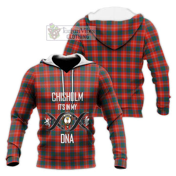 Chisholm Ancient Tartan Knitted Hoodie with Family Crest DNA In Me Style