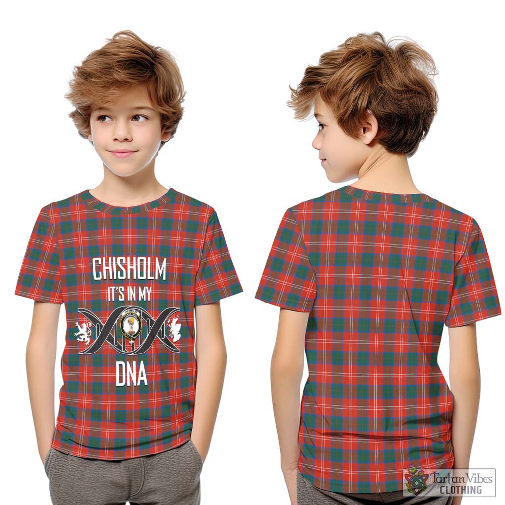 Chisholm Ancient Tartan Kid T-Shirt with Family Crest DNA In Me Style Youth XL Size14 - Tartanvibesclothing Shop