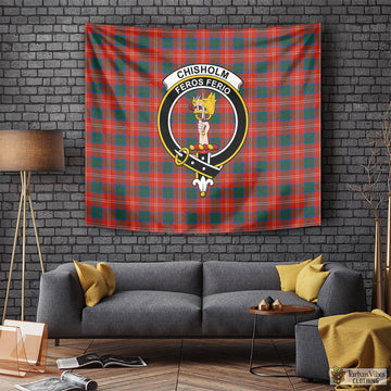 Chisholm Ancient Tartan Tapestry Wall Hanging and Home Decor for Room with Family Crest