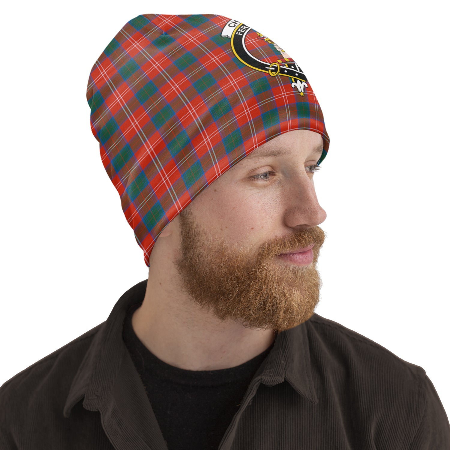 Chisholm Ancient Tartan Beanies Hat with Family Crest One Size 10.5*10.2 inches - Tartan Vibes Clothing