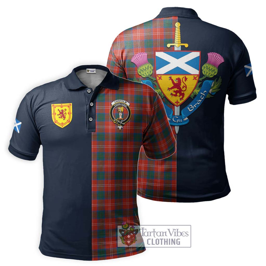 Tartan Vibes Clothing Chisholm Ancient Tartan Polo Shirt with Scottish Lion Royal Arm Half Style