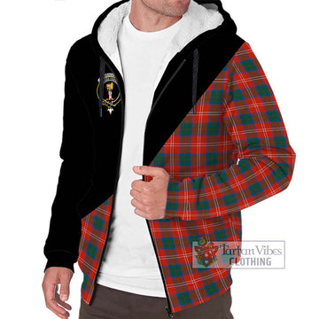 Chisholm Ancient Tartan Sherpa Hoodie with Family Crest and Military Logo Style