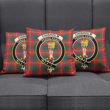 Chisholm Ancient Tartan Pillow Cover with Family Crest