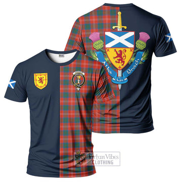 Chisholm Ancient Tartan T-Shirt Alba with Scottish Lion Royal Arm Half Style