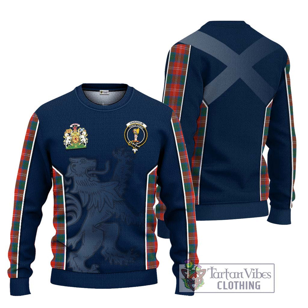 Chisholm Ancient Tartan Knitted Sweater with Family Crest and Lion Rampant Vibes Sport Style Unisex - Tartan Vibes Clothing