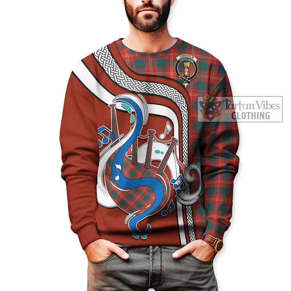 Chisholm Ancient Tartan Sweatshirt with Epic Bagpipe Style Unisex - Tartanvibesclothing Shop