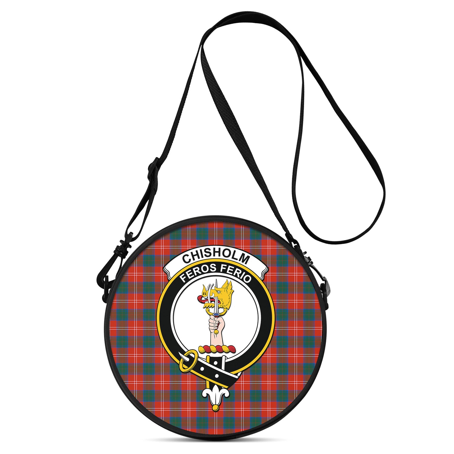 chisholm-ancient-tartan-round-satchel-bags-with-family-crest