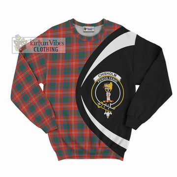 Chisholm Ancient Tartan Sweatshirt with Family Crest Circle Style