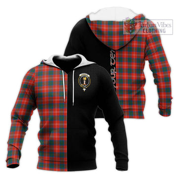 Chisholm Ancient Tartan Knitted Hoodie with Family Crest and Half Of Me Style