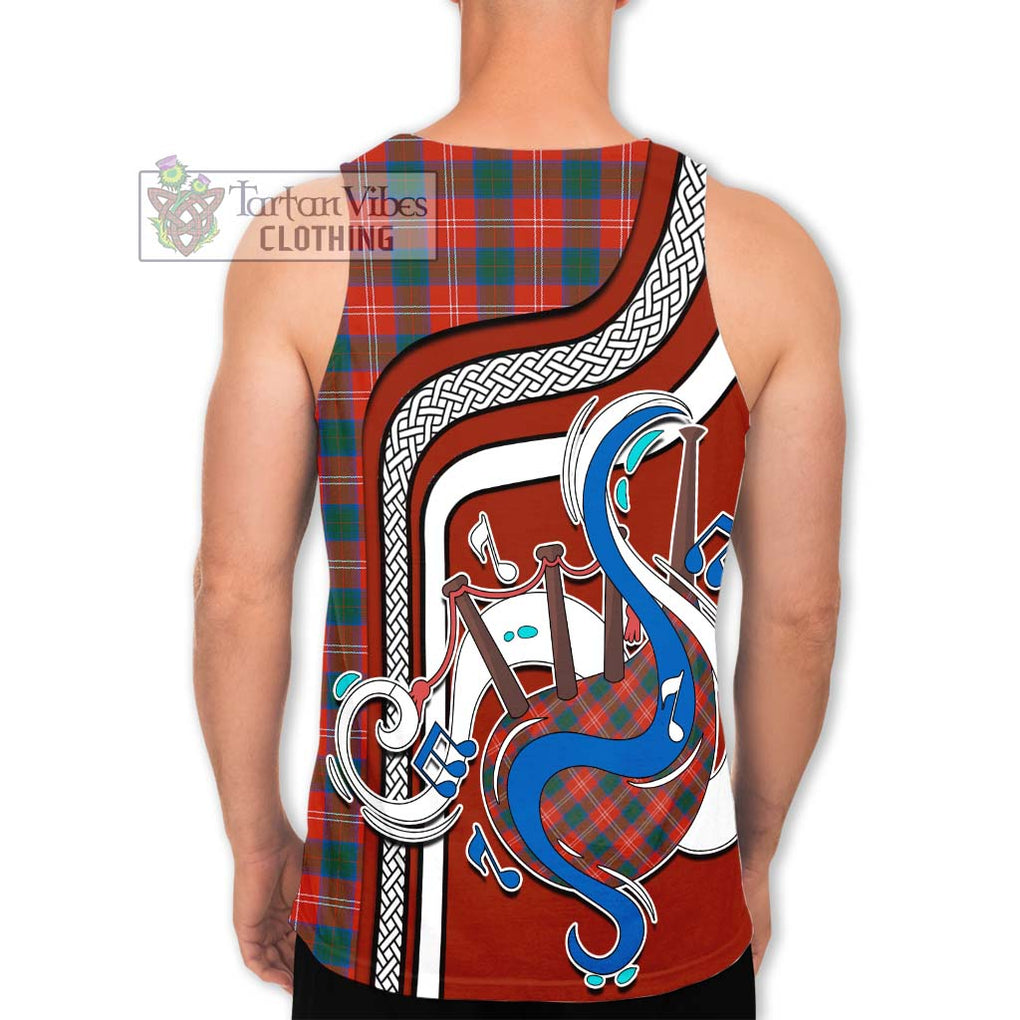 Chisholm Ancient Tartan Men's Tank Top with Epic Bagpipe Style - Tartanvibesclothing Shop