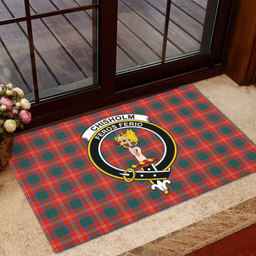 Chisholm Ancient Tartan Door Mat with Family Crest