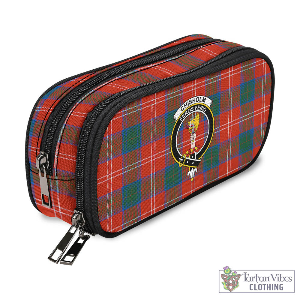 Tartan Vibes Clothing Chisholm Ancient Tartan Pen and Pencil Case with Family Crest