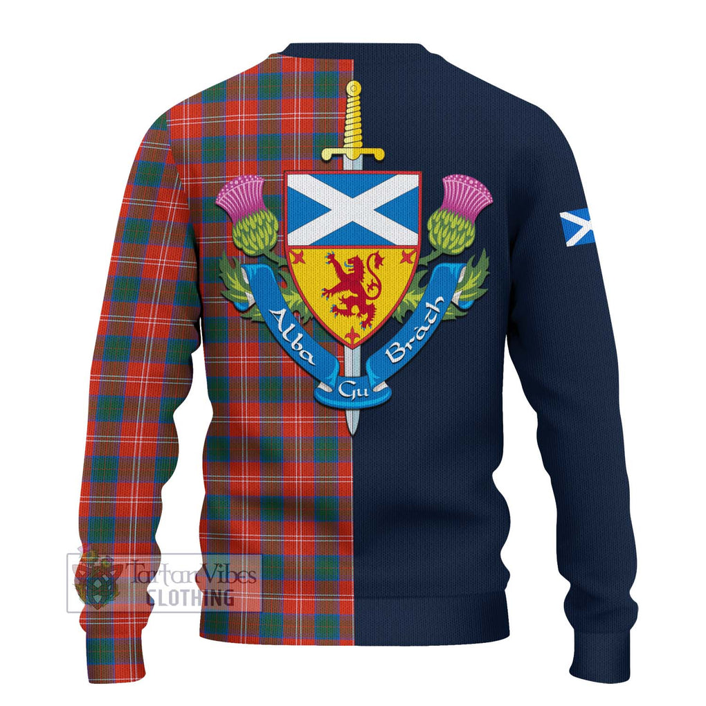 Tartan Vibes Clothing Chisholm Ancient Tartan Knitted Sweater with Scottish Lion Royal Arm Half Style