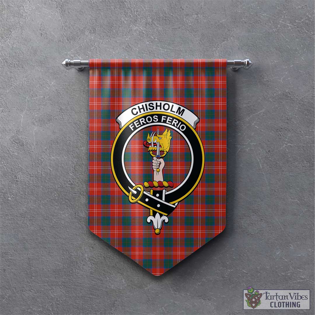 Tartan Vibes Clothing Chisholm Ancient Tartan Gonfalon, Tartan Banner with Family Crest