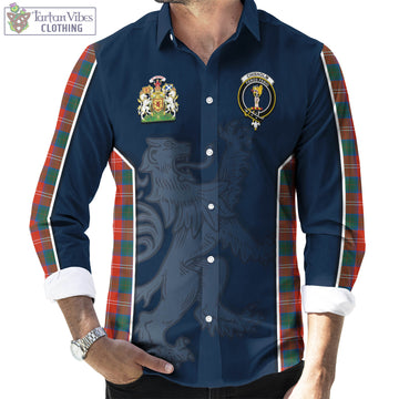 Chisholm Ancient Tartan Long Sleeve Button Up Shirt with Family Crest and Lion Rampant Vibes Sport Style