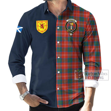 Chisholm Ancient Tartan Long Sleeve Button Shirt Alba with Scottish Lion Royal Arm Half Style