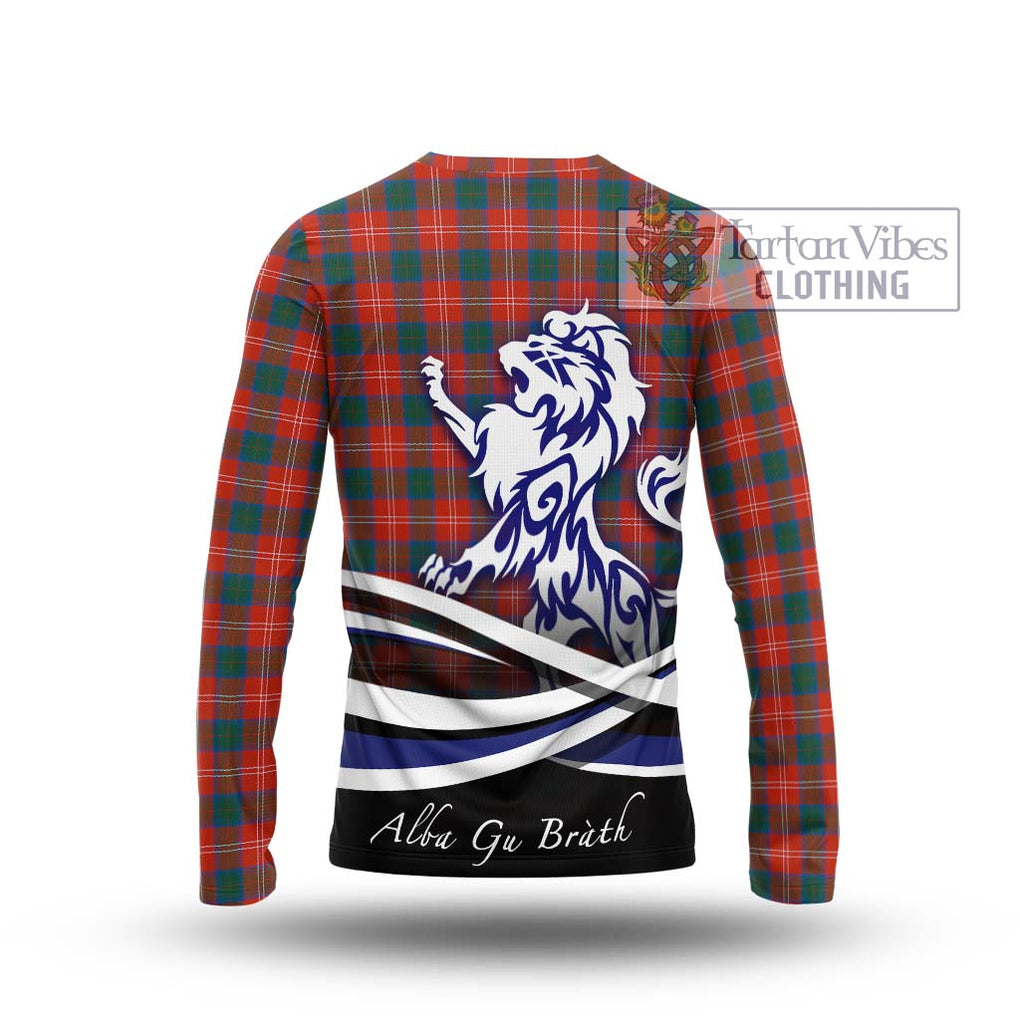 Chisholm Ancient Tartan Long Sleeve T-Shirt with Alba Gu Brath Regal Lion Emblem - Tartanvibesclothing Shop