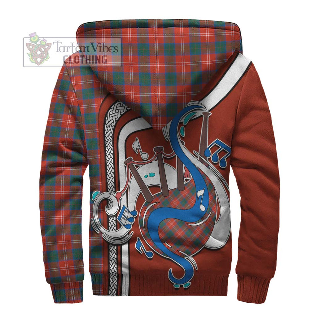 Chisholm Ancient Tartan Sherpa Hoodie with Epic Bagpipe Style - Tartanvibesclothing Shop