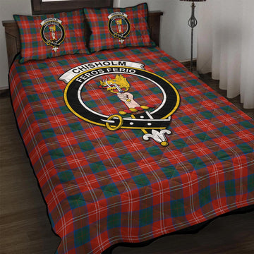 Chisholm Ancient Tartan Quilt Bed Set with Family Crest