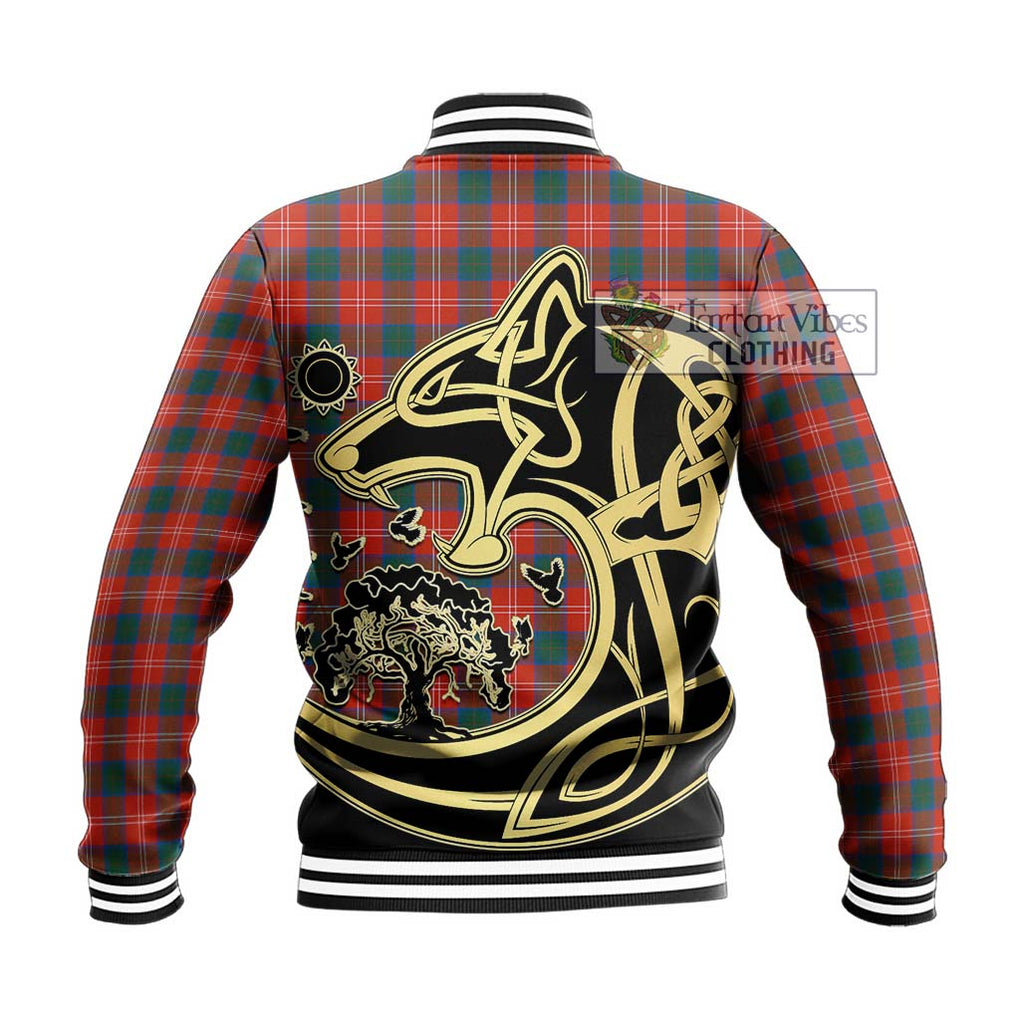 Chisholm Ancient Tartan Baseball Jacket with Family Crest Celtic Wolf Style - Tartan Vibes Clothing