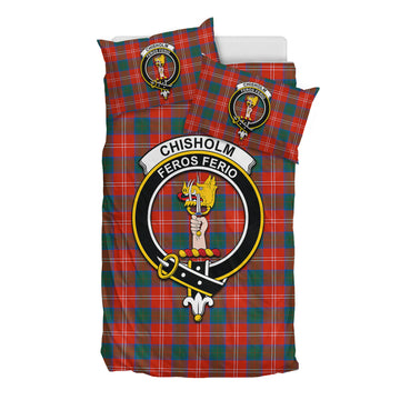 Chisholm Ancient Tartan Bedding Set with Family Crest