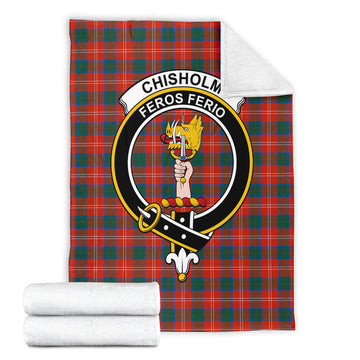 Chisholm Ancient Tartan Blanket with Family Crest