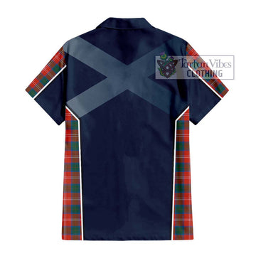 Chisholm Ancient Tartan Short Sleeve Button Shirt with Family Crest and Lion Rampant Vibes Sport Style