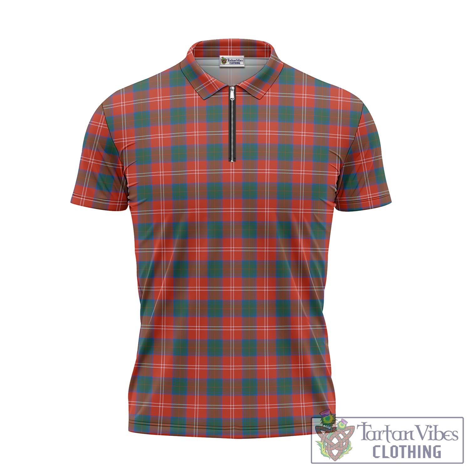 Tartan Vibes Clothing Chisholm Ancient Tartan Zipper Polo Shirt