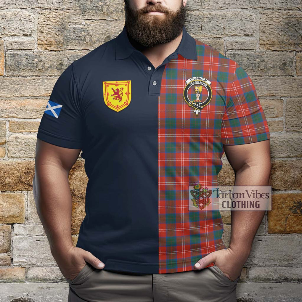 Tartan Vibes Clothing Chisholm Ancient Tartan Polo Shirt with Scottish Lion Royal Arm Half Style