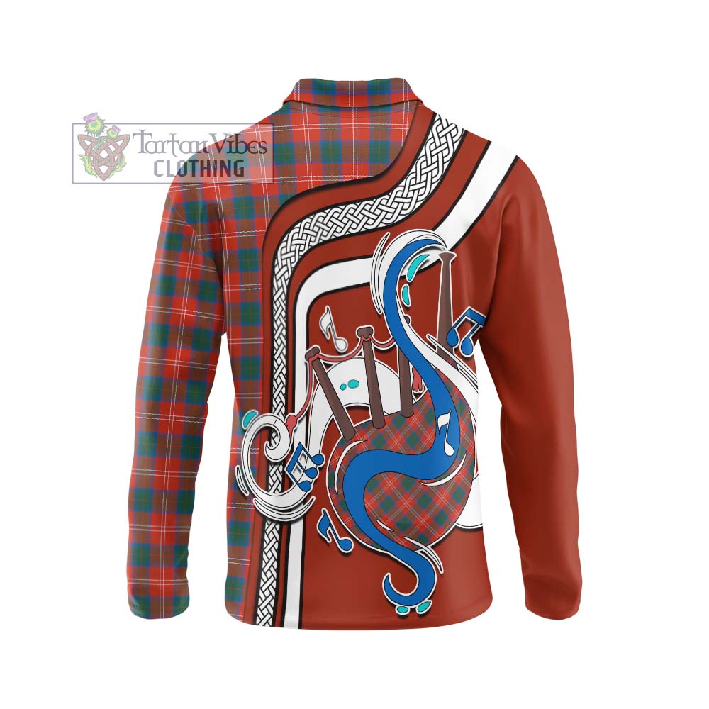 Tartan Vibes Clothing Chisholm Ancient Tartan Long Sleeve Polo Shirt with Epic Bagpipe Style