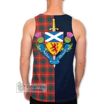 Chisholm Ancient Tartan Men's Tank Top Alba with Scottish Lion Royal Arm Half Style