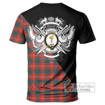 Chisholm Ancient Tartan T-Shirt with Family Crest and Military Logo Style