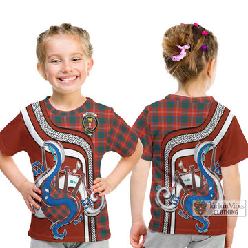 Chisholm Ancient Tartan Kid T-Shirt with Epic Bagpipe Style