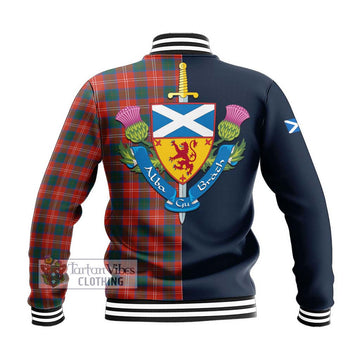 Chisholm Ancient Tartan Baseball Jacket Alba with Scottish Lion Royal Arm Half Style