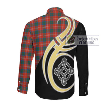 Chisholm Ancient Tartan Long Sleeve Button Shirt with Family Crest and Celtic Symbol Style