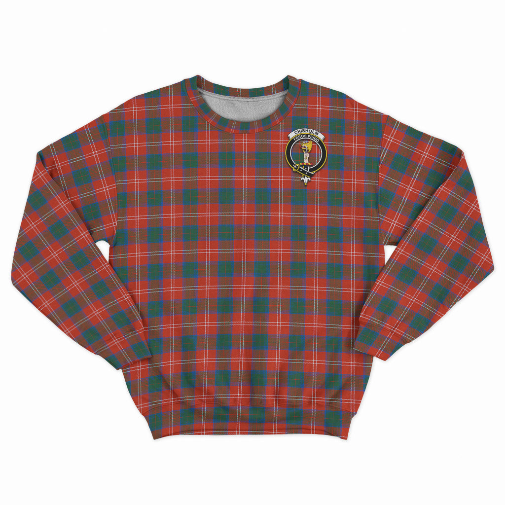 Chisholm Ancient Tartan Sweatshirt with Family Crest - Tartan Vibes Clothing