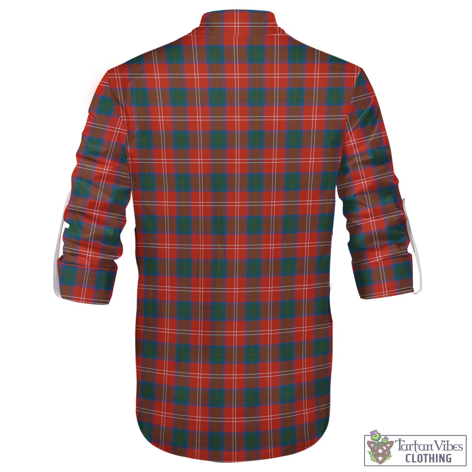 Tartan Vibes Clothing Chisholm Ancient Tartan Men's Scottish Traditional Jacobite Ghillie Kilt Shirt with Family Crest