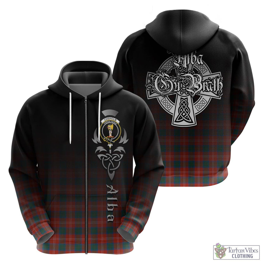 Tartan Vibes Clothing Chisholm Ancient Tartan Hoodie Featuring Alba Gu Brath Family Crest Celtic Inspired