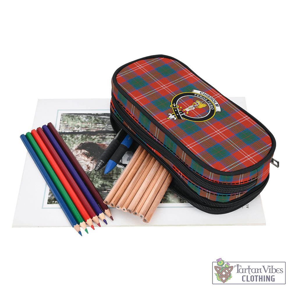 Tartan Vibes Clothing Chisholm Ancient Tartan Pen and Pencil Case with Family Crest