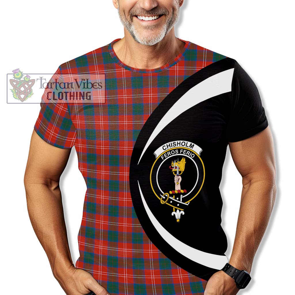 Tartan Vibes Clothing Chisholm Ancient Tartan T-Shirt with Family Crest Circle Style