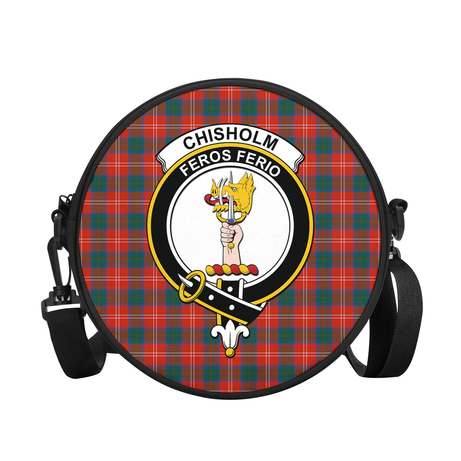 chisholm-ancient-tartan-round-satchel-bags-with-family-crest