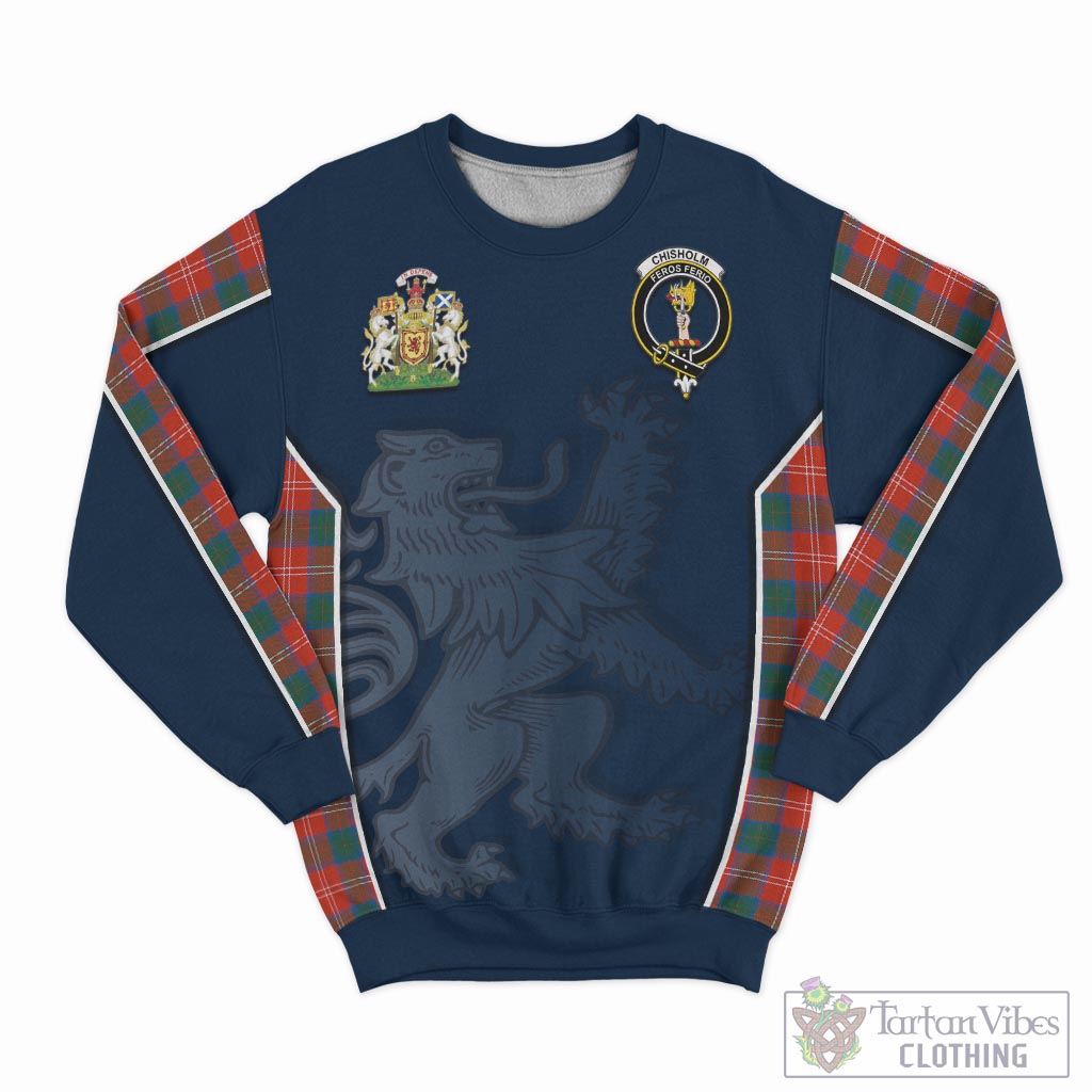 Tartan Vibes Clothing Chisholm Ancient Tartan Sweater with Family Crest and Lion Rampant Vibes Sport Style