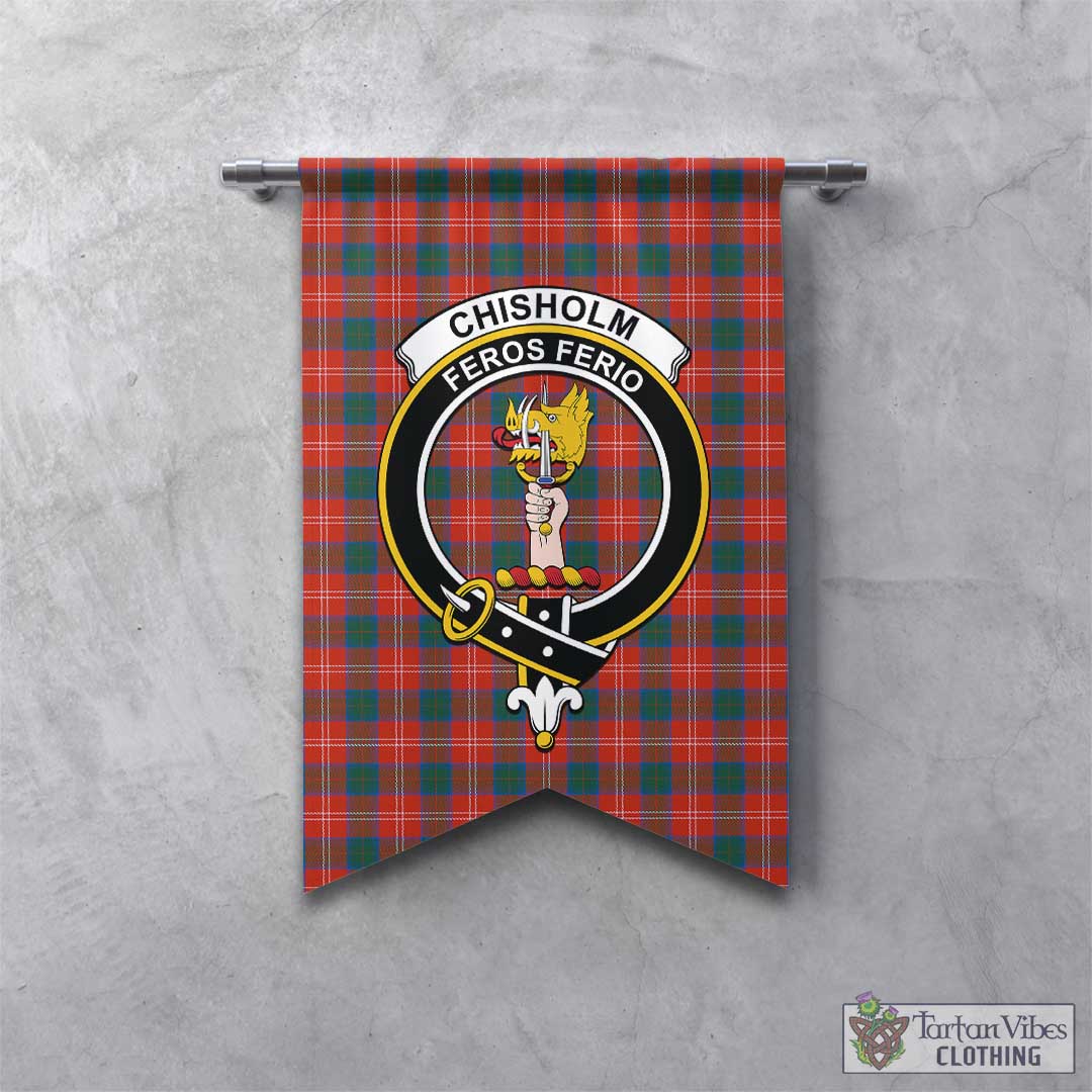 Tartan Vibes Clothing Chisholm Ancient Tartan Gonfalon, Tartan Banner with Family Crest